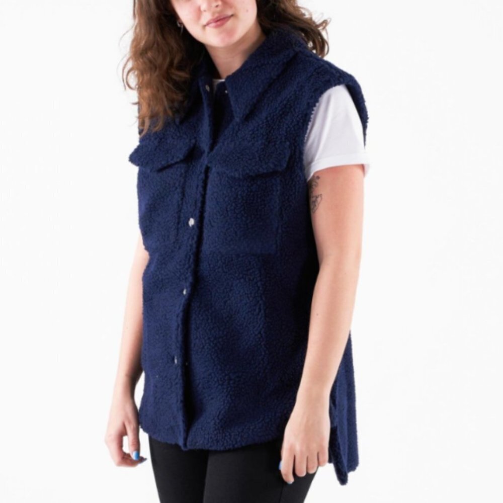 Pieces Women's Teddy Slouchy Cut Pocket Vest